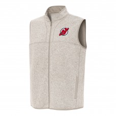 New Jersey Devils Antigua Oatmeal Fortune Full-Zip Vest New Jersey Devils Antigua Oatmeal Fortune Full-Zip Vest