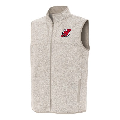 New Jersey Devils Antigua Oatmeal Fortune Full-Zip Vest