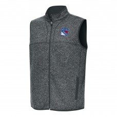 New York Rangers Antigua Heather Gray Fortune Full-Zip Vest New York Rangers Antigua Heather Gray Fortune Full-Zip Vest