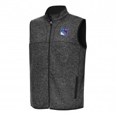 New York Rangers Antigua Heather Black Fortune Full-Zip Vest New York Rangers Antigua Heather Black Fortune Full-Zip Vest