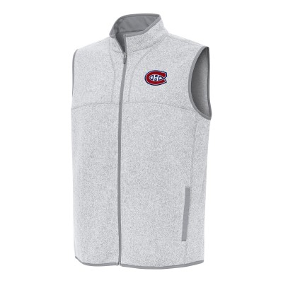 Montreal Canadiens Antigua Heather Gray Fortune Full-Zip Vest