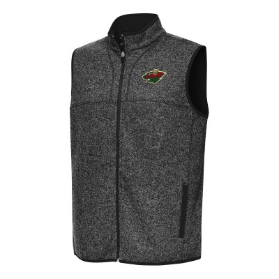 Minnesota Wild Antigua Heather Black Fortune Full-Zip Vest