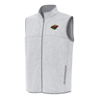 Minnesota Wild Antigua Heather Gray Fortune Full-Zip Vest