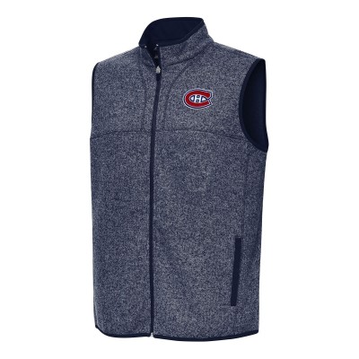 Montreal Canadiens Antigua Heather Navy Fortune Full-Zip Vest