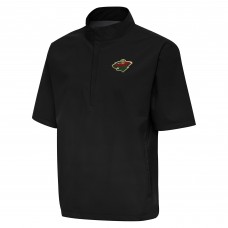 Minnesota Wild Antigua Black Brisk Quarter-Zip Windbreaker