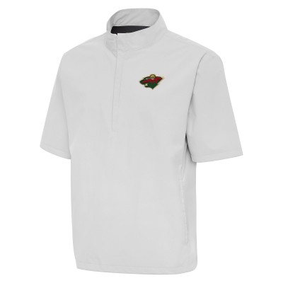 Minnesota Wild Antigua Heather Gray Brisk Quarter-Zip Windbreaker