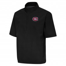 Montreal Canadiens Antigua Black Brisk Quarter-Zip Windbreaker