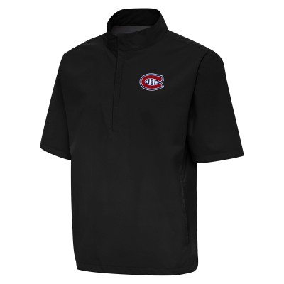 Montreal Canadiens Antigua Black Brisk Quarter-Zip Windbreaker