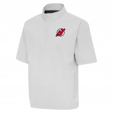 New Jersey Devils Antigua Heather Gray Brisk Quarter-Zip Windbreaker