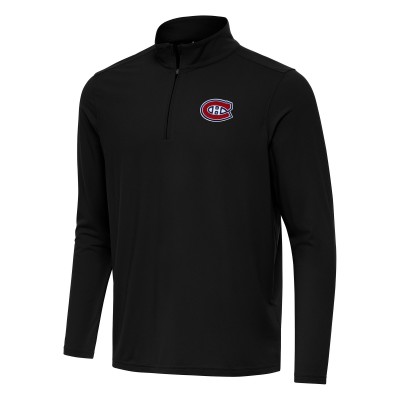 Montreal Canadiens Antigua Black Intent Quarter-Zip Top