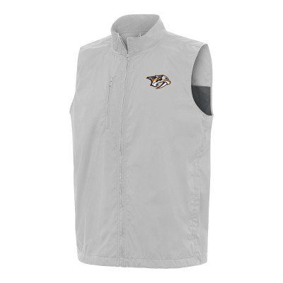 Nashville Predators Antigua Heather Gray Brisk Full-Zip Vest