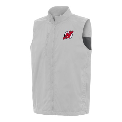 New Jersey Devils Antigua Heather Gray Brisk Full-Zip Vest