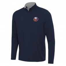 New York Islanders Antigua Navy/Gray Content Quarter-Zip Pullover Top