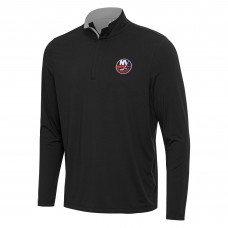 New York Islanders Antigua Black/Gray Content Quarter-Zip Pullover Top