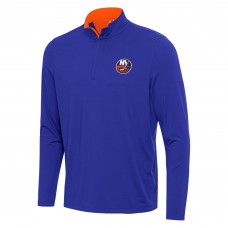 New York Islanders Antigua Royal/Orange Content Quarter-Zip Pullover Top