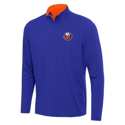 New York Islanders Antigua Royal/Orange Content Quarter-Zip Pullover Top