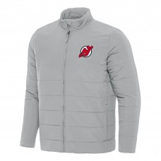 New Jersey Devils Antigua Gray Swelter Full-Zip Puffer Jacket New Jersey Devils Antigua Gray Swelter Full-Zip Puffer Jacket