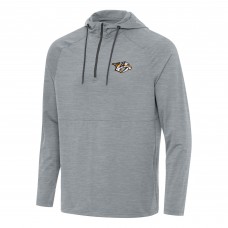 Nashville Predators Antigua Heather Gray Spikes Quarter-Zip Hoodie