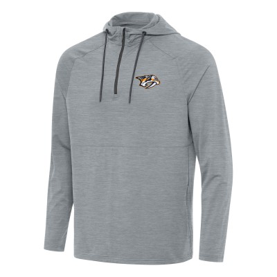 Nashville Predators Antigua Heather Gray Spikes Quarter-Zip Hoodie