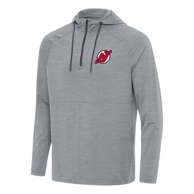 Толстовка на короткой молнии New Jersey Devils Antigua Heather Gray Spikes