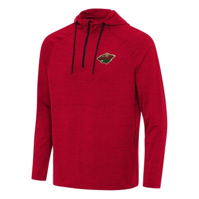 Толстовка на короткой молнии Minnesota Wild Antigua Heather Red Spikes