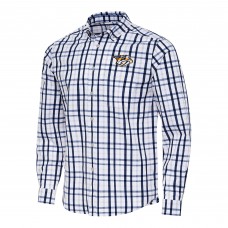Nashville Predators Antigua Navy/Gray Tending 2 Button-Down Long Sleeve Shirt