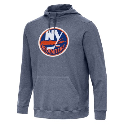 New York Islanders Antigua Heather Navy Cloud Pullover Hoodie