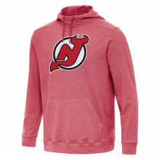 New Jersey Devils Antigua Heather Red Cloud Pullover Hoodie