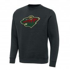 Minnesota Wild Antigua Charcoal Victory Crewneck Pullover Sweatshirt