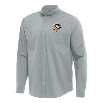 Рубашка Pittsburgh Penguins Antigua Gray Flight Woven Tri-Blend
