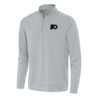 Philadelphia Flyers Antigua Heather Gray Bright Quarter-Zip Top