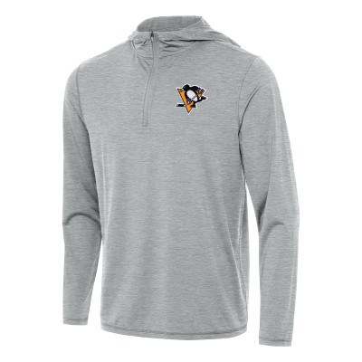 Толстовка Pittsburgh Penguins Antigua Heather Gray Tidy Quarter-Zip