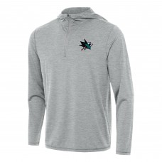San Jose Sharks Antigua Heather Gray Tidy Quarter-Zip Hoodie San Jose Sharks Antigua Heather Gray Tidy Quarter-Zip Hoodie