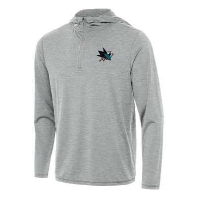 San Jose Sharks Antigua Heather Gray Tidy Quarter-Zip Hoodie
