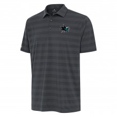 San Jose Sharks Antigua Pewter Tunnel Polo San Jose Sharks Antigua Pewter Tunnel Polo