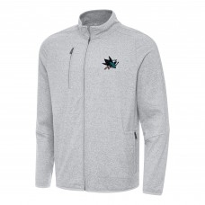 San Jose Sharks Antigua Heather Gray Hold-Up Full-Zip Tri-Blend Jacket