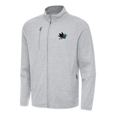 San Jose Sharks Antigua Heather Gray Hold-Up Full-Zip Tri-Blend Jacket