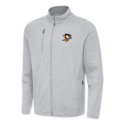 Кофта на молнии Pittsburgh Penguins Antigua Heather Gray Hold-Up Tri-Blend