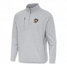 Кофта на короткой молнии Pittsburgh Penguins Antigua Heather Gray Certain Tri-Blend