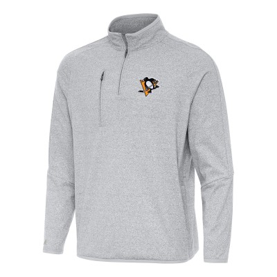 Кофта на короткой молнии Pittsburgh Penguins Antigua Heather Gray Certain Tri-Blend