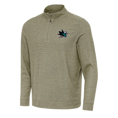 San Jose Sharks Antigua Olive Subtle Quarter-Zip Sweatshirt