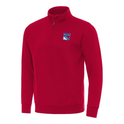 Кофта на короткой молнии New York Rangers Antigua Red Victory Quarter-Zip Mock