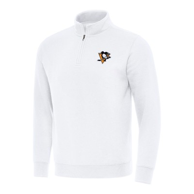 Кофта на короткой молнии Pittsburgh Penguins Antigua White Victory Mock