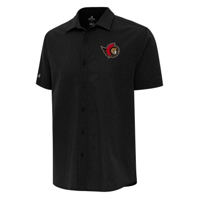 Ottawa Senators Antigua Black Activate Woven Short Sleeve Button-Up Shirt