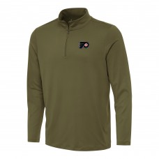 Philadelphia Flyers Antigua Olive Reprocess Quarter-Zip Top Philadelphia Flyers Antigua Olive Reprocess Quarter-Zip Top