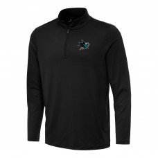 San Jose Sharks Antigua Black Reprocess Quarter-Zip Top