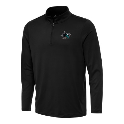 San Jose Sharks Antigua Black Reprocess Quarter-Zip Top