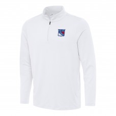 New York Rangers Antigua White Reprocess Quarter-Zip Top