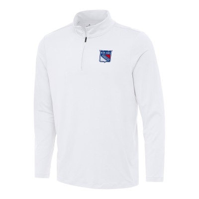 New York Rangers Antigua White Reprocess Quarter-Zip Top