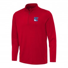 New York Rangers Antigua Red Reprocess Quarter-Zip Top